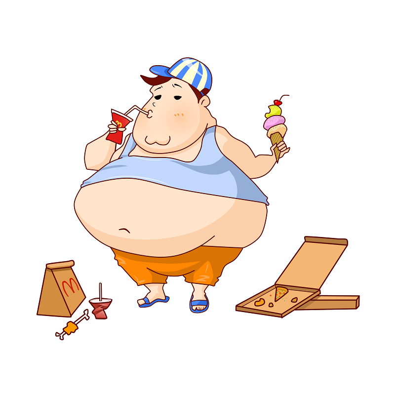 包图网_18302956手绘暴饮暴食狂吃嗨吃小胖子插画.png